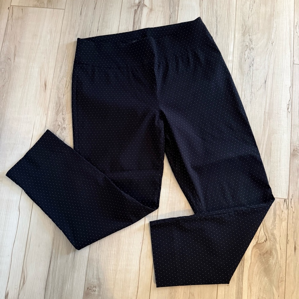 Zac and Rachel black & white Swiss dot stretch pants Size 12